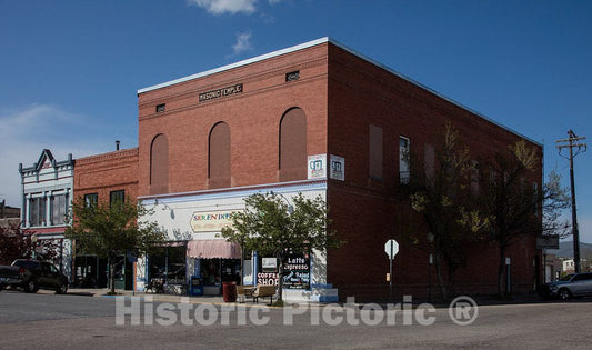 Photo - The Masonic Temple, Now housing a Coffee Shop and Antiques-and-Collectibles Store, in Evanston, a Uinta County City in The Very Southwest Corner of Wyoming