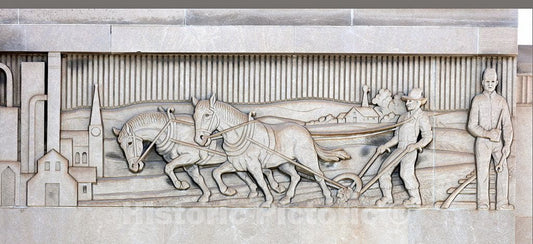 Photo- Western-Themed bas Relief on The Art-Deco-Style Natrona County Courthouse in Casper, Wyoming. Expected Trials are Now (2016) held Elsewhere in Town 4 Fine Art Photo