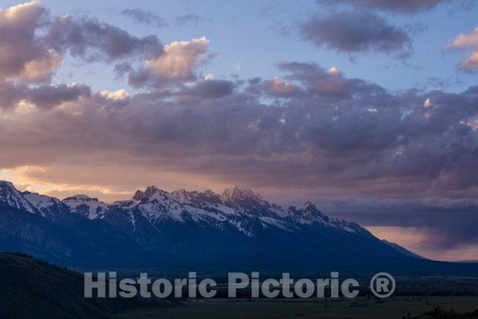 Photo- Sunset in The Teton Range Above Jackson Hole; People in This Part of The State Call Their Valleys, or at Least This one,Holes; in Wyoming's Grand Teton National Park