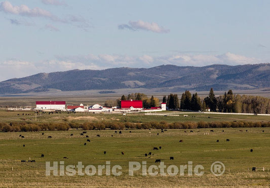 Photo - Distant View of The sprawling Big Creek Cattle Ranch, Near The Town of Riverside in Carbon County, Wyoming- Fine Art Photo Reporduction
