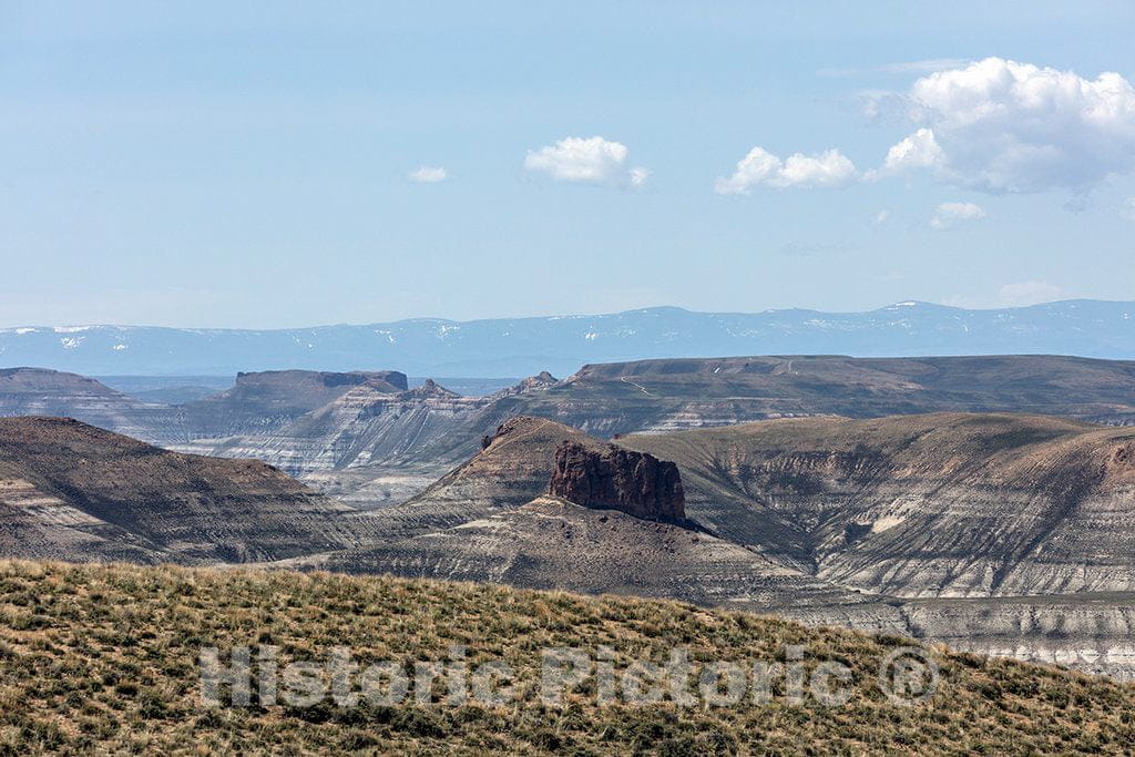 Photo- Overview of The Rugged Surrounding Terrain from a Long Plateau from North of Rock Springs Westward to The City of Green River in Sweetwater County, Wyoming 2