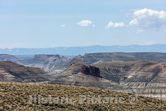 Photo- Overview of The Rugged Surrounding Terrain from a Long Plateau from North of Rock Springs Westward to The City of Green River in Sweetwater County, Wyoming 2