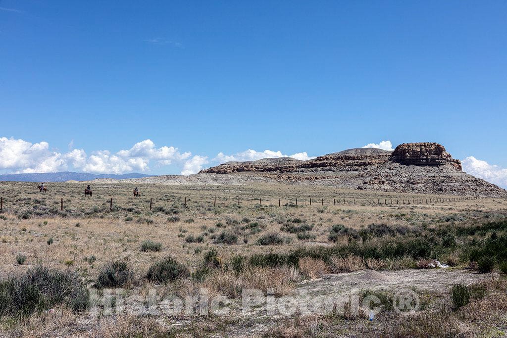 Photo - Riders Cross The Sagebrush in Rural Fremont County, Wyoming, Near The Town of Shoshoni- Fine Art Photo Reporduction