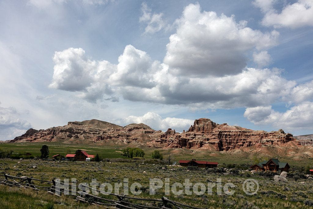 Photo - Ranch and red Bluffs East of Dubois in Fremont County, Wyoming- Fine Art Photo Reporduction