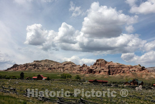 Photo - Ranch and red Bluffs East of Dubois in Fremont County, Wyoming- Fine Art Photo Reporduction