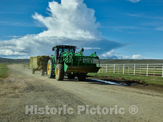 Photo- A Large, multifaceted Piece of Agricultural Apparatus in Action at Big Creek Ranch, a vast Cattle Ranch Near The Colorado Border in Carbon County, Wyoming 2