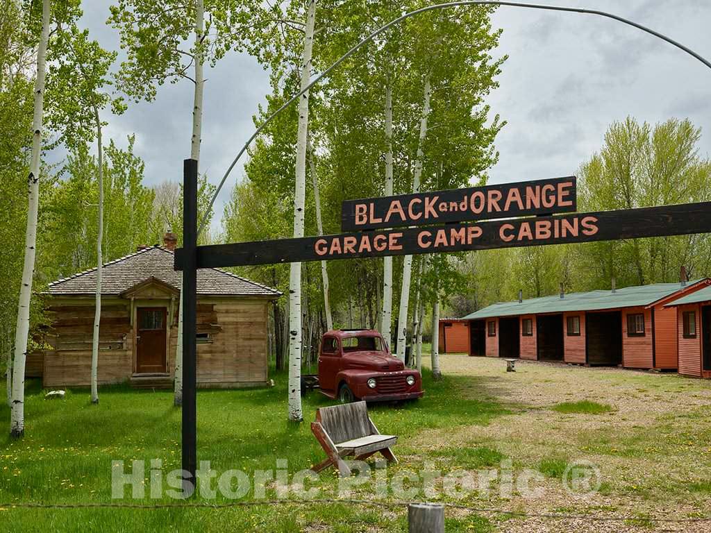Photo- Entrance to the Black and Orange"Garage Camp," an authentic 1930s-vintage tourist court, refurbished in 2009, along the Lincoln Highway, old U.S 1 Fine Art Photo Reproduction