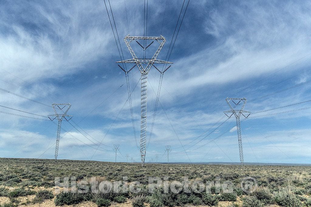 Photo - Array of Power Lines in Sweetwater County, Wyoming, North of Rock Springs- Fine Art Photo Reporduction