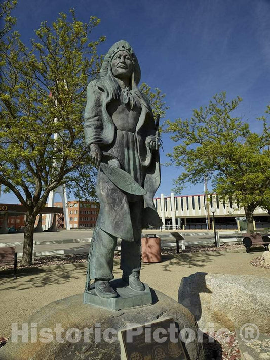 Photo- Pershing Geiger's Statue of Chief Washakie in Downtown Casper 2 Fine Art Photo Reproduction