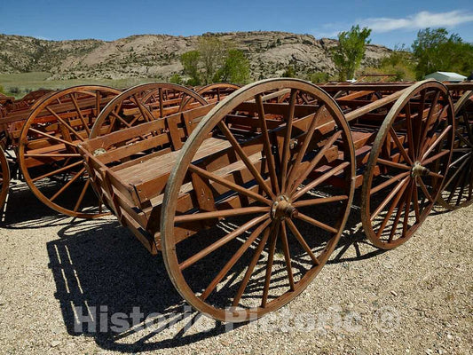 Photo - Old-Style handcarts at The Martin's Cove Mormon Handcart Historic site in Sweetwater County, Wyoming- Fine Art Photo Reporduction