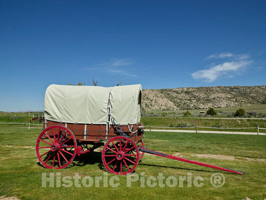 Photo - A Covered Wagon at The Martin's Cove Mormon Handcart Historic site in Sweetwater County, Wyoming- Fine Art Photo Reporduction