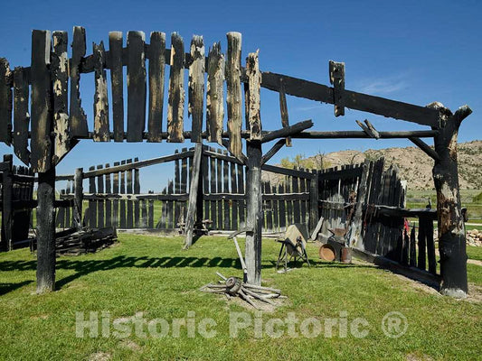 Photo- Portions of The Partially Rebuilt Fort Seminoe Trading Post at The Martin's Cove Mormon Handcart Historic site in Sweetwater County, Wyoming 1 Fine Art Photo Reproduction