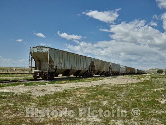 Photo - Parked Hopper Cars Behind Shoshoni, Wyoming's Downtown- Fine Art Photo Reporduction