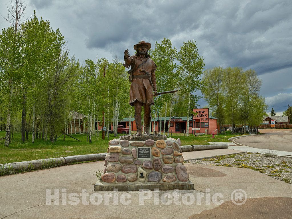 Statue of Mountain Man Jim Bridger Outside Fort Bridger, a Wyoming State Historical site, 2