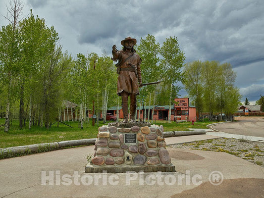 Statue of Mountain Man Jim Bridger Outside Fort Bridger, a Wyoming State Historical site, 2