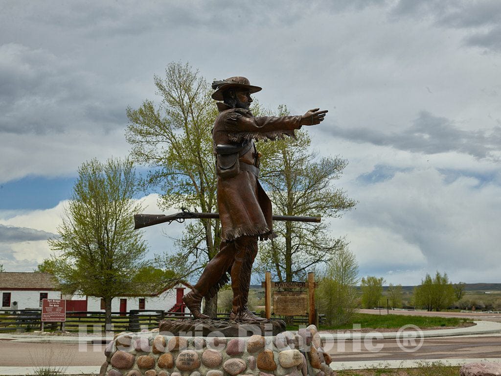 Statue of Mountain Man Jim Bridger Outside Fort Bridger, a Wyoming State Historical site, 3