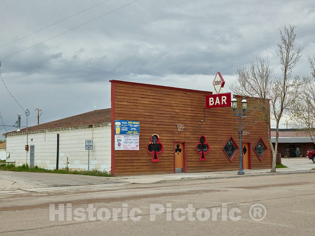 Photo - John's Bar, or is it Ted's Bar; one Sign says It's John's and Another says It's Ted's in Lyman, Wyoming- Fine Art Photo Reporduction