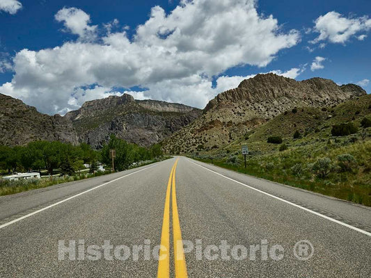 Photo - Road Through The Wind River Canyon That Runs roughly from Shoshoni up to Thermopolis in North-Central Wyoming- Fine Art Photo Reporduction