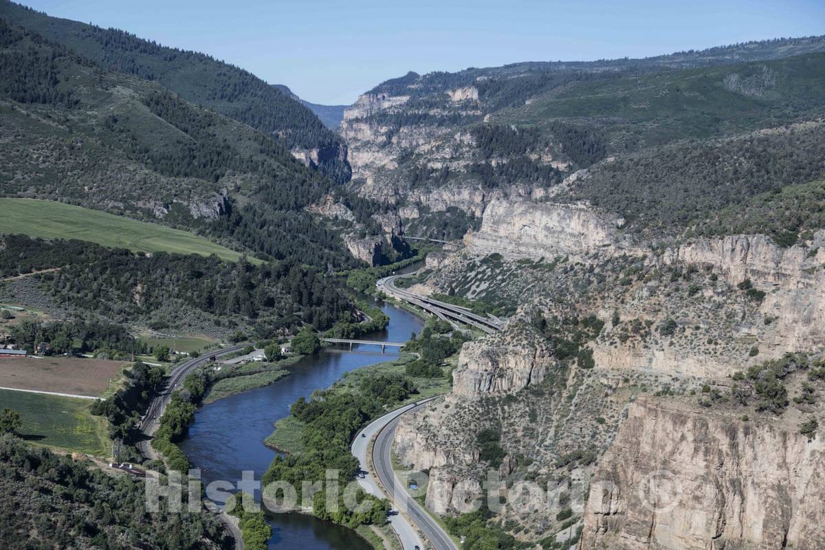 Photo- Aerial View of The Colorado River as it Winds Through The Narrow Glenwood Canyon, just East of Glenwood Springs, Colorado 2 Fine Art Photo Reproduction
