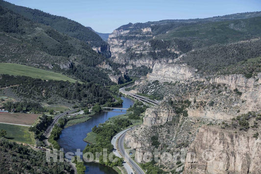 Photo- Aerial View of The Colorado River as it Winds Through The Narrow Glenwood Canyon, just East of Glenwood Springs, Colorado 2 Fine Art Photo Reproduction
