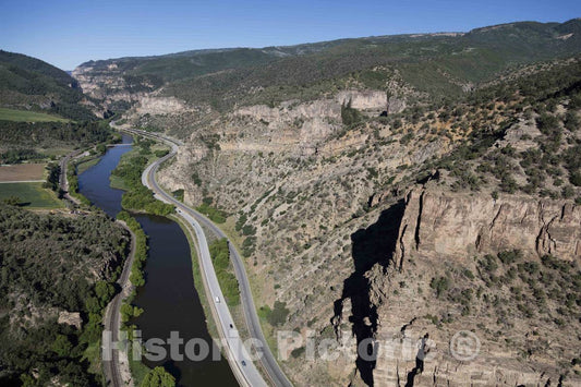 Photo- Aerial View of Glenwood Canyon and a Portion of The Glenwood Canyon Viaduct, Approaching Glenwood Springs, Colorado 9 Fine Art Photo Reproduction