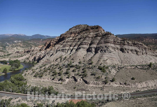 Photo - Aerial View of Railroad Tracks and The Eagle River, Winding Through The Flat Tops Wilderness Area in The Routt and White River National Forests of Colorado