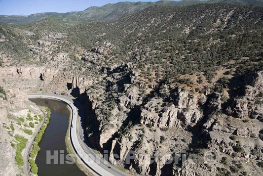 Photo- Aerial View of Glenwood Canyon and a Portion of The Glenwood Canyon Viaduct, Approaching Glenwood Springs, Colorado 8 Fine Art Photo Reproduction