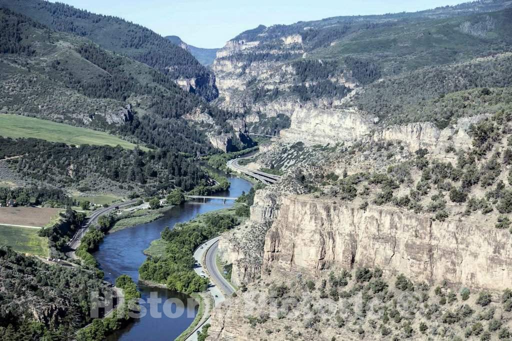 Photo- Aerial View of The Colorado River as it Winds Through The Narrow Glenwood Canyon, just East of Glenwood Springs, Colorado 1 Fine Art Photo Reproduction