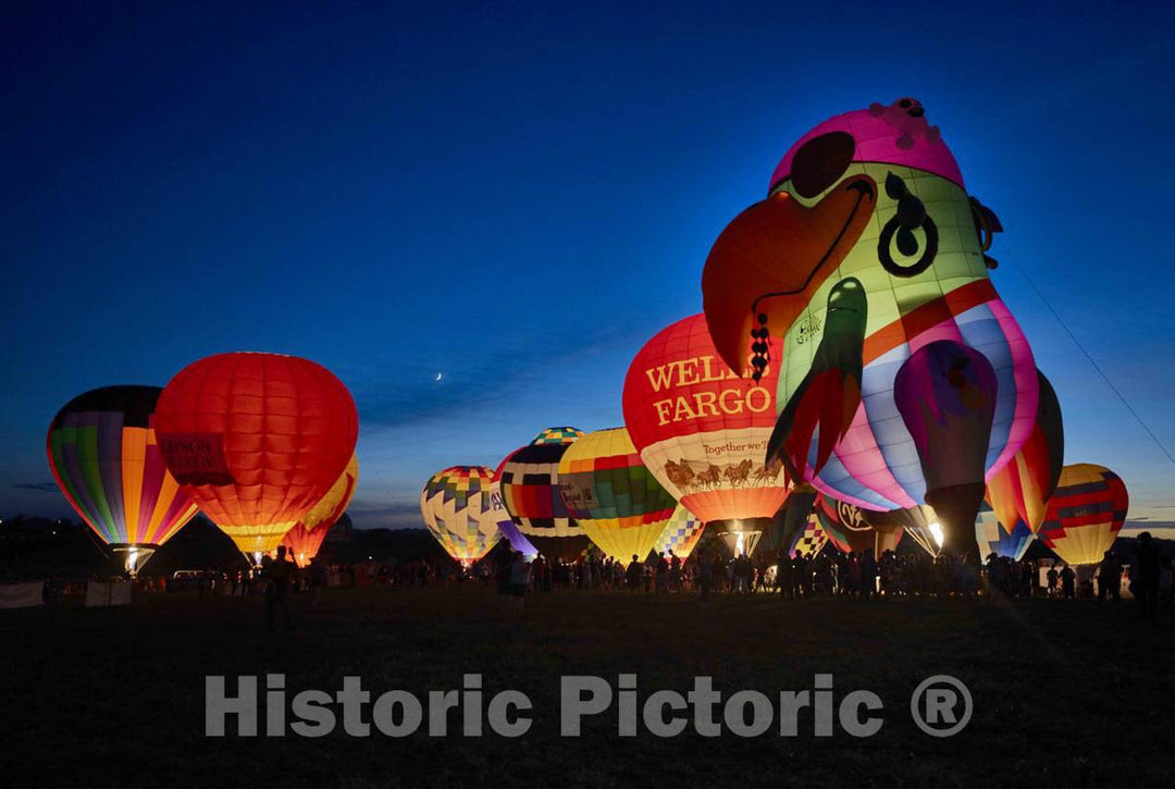 Colorful Balloons, Including a Saucy inflated Parrot, Delight The Assembled Crowd with a Night Glow as Pilots fire The Burners on The Ground at The National 1