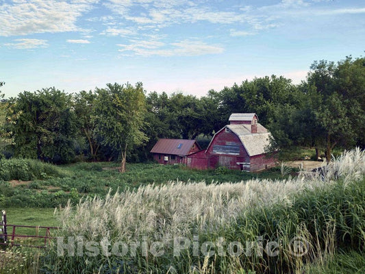 Photo - Faded New England-Style barn (with a Cupola, Designed to Help Ventilate The Structure) in Audubon County, Iowa- Fine Art Photo Reporduction