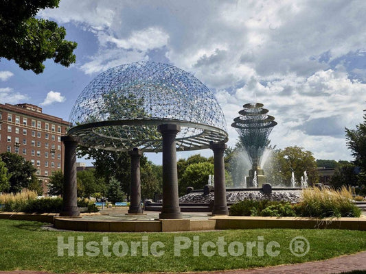 Photo- The Wellspring Fountain and Oculus Domed Performance Pavilion in Council Bluffs, Iowa's, Bayliss Park 1 Fine Art Photo Reproduction