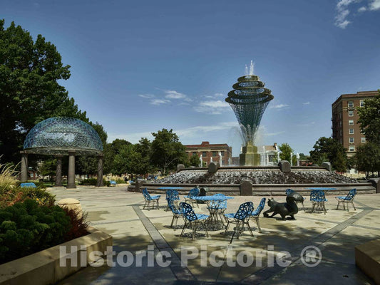 Photo- The Wellspring Fountain and Oculus Domed Performance Pavilion in Council Bluffs, Iowa's, Bayliss Park 2 Fine Art Photo Reproduction