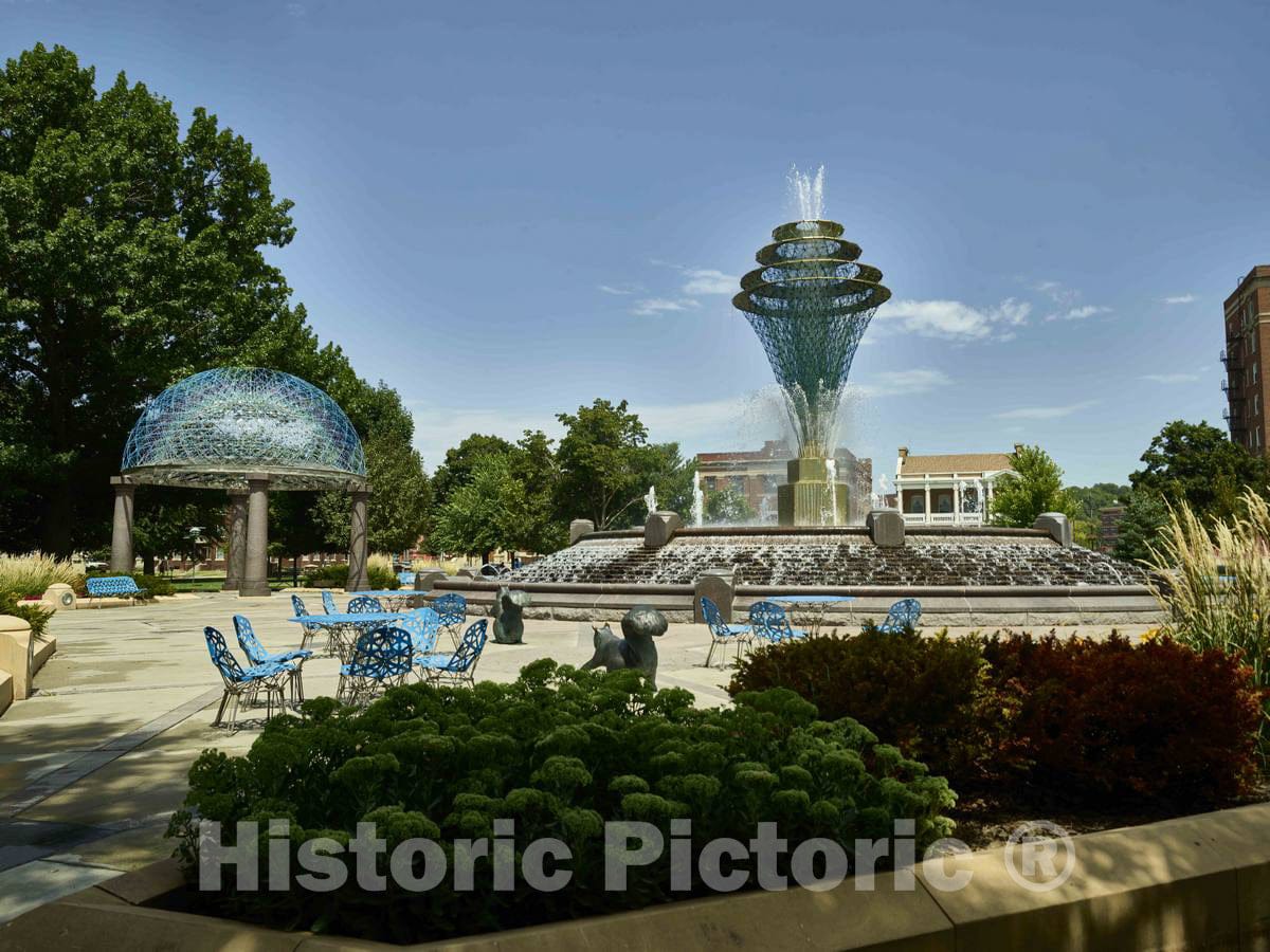 Photo- The Wellspring Fountain and Oculus Domed Performance Pavilion in Council Bluffs, Iowa's, Bayliss Park 3 Fine Art Photo Reproduction