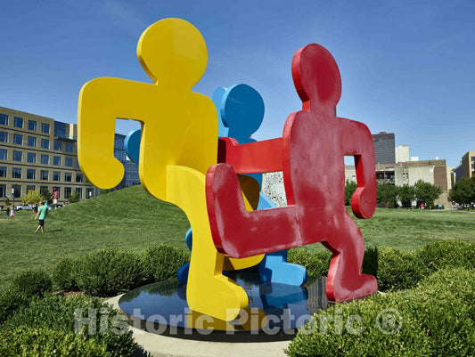 Photograph- This sculpture by artist Keith Haring in Des Moines, Iowa's, Pappajohn Sculpture Park, is not really untitled, even though its name is"Untitled (Three Dancing Figures, Version C)"