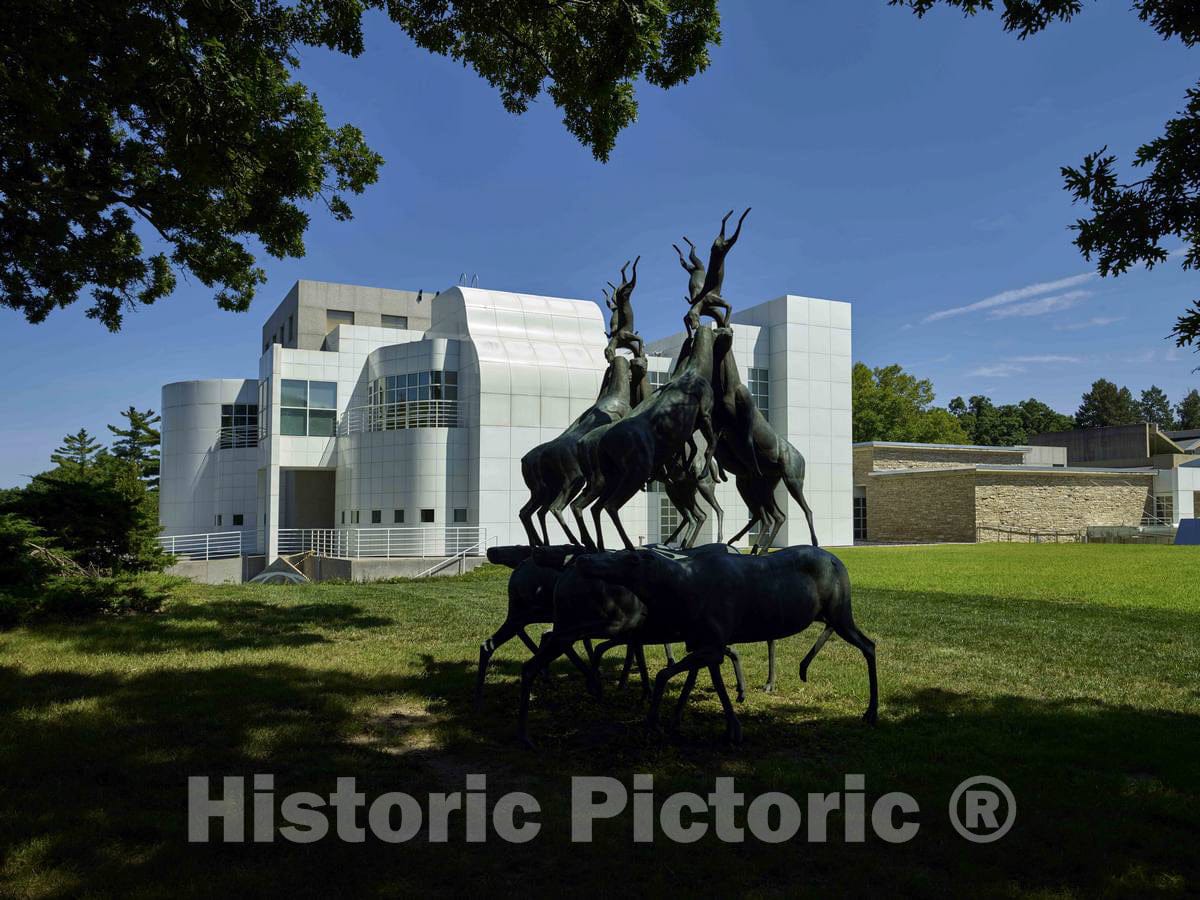 Photo - Bruce Nauman's"Animal Pyramid" sculpture outside the Des Moines Art Center in the state of Iowa's capital city- Fine Art Photo Reporduction