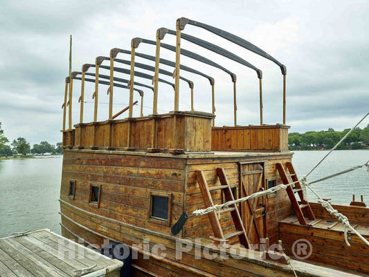 Photo- Full-Size Replica of a keelboat at The Lewis & Clark State Park, on an Inlet of The Missouri River in Onawa, Iowa 3 Fine Art Photo Reproduction