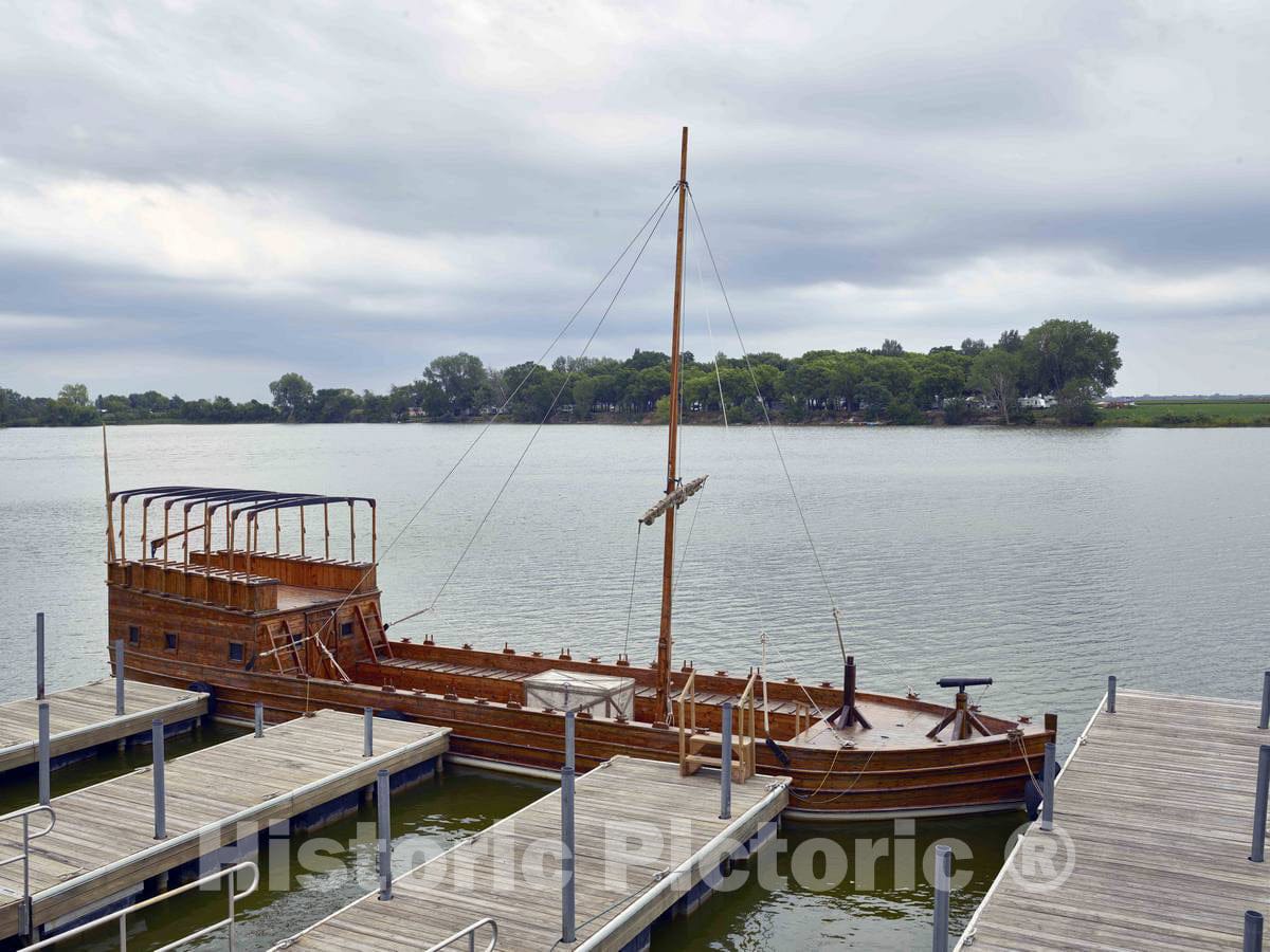 Photo- Full-Size Replica of a keelboat at The Lewis & Clark State Park, on an Inlet of The Missouri River in Onawa, Iowa 2 Fine Art Photo Reproduction
