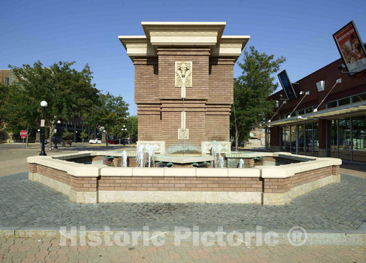 Photo- Roth Fountain, which was Dedicated in 2005, Mirrors in its tripartite Facade The Historical 1915 Livestock Exchange Building Formerly Located in The Sioux City Stockyards