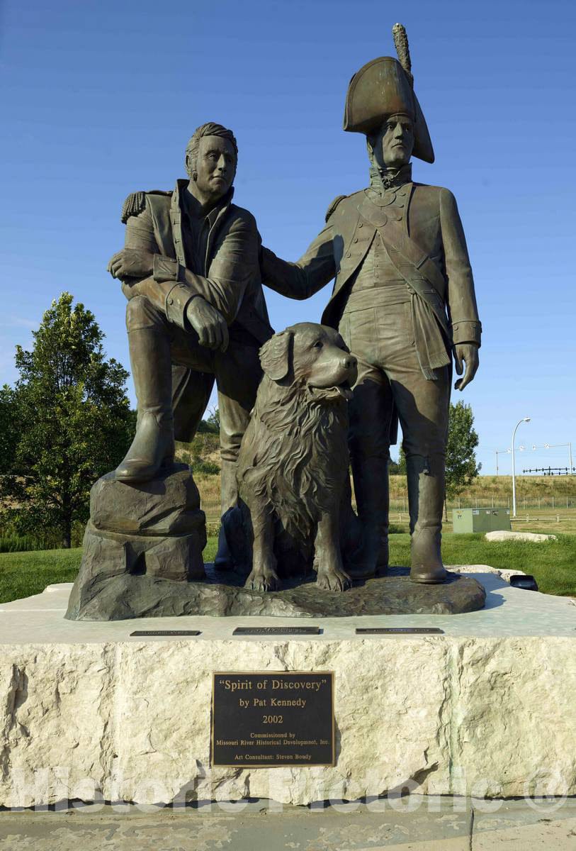 Photo - Statue of the American explorers Meriwether Lewis (in hat) and William Clark outside the Lewis & Clark Interpretive Center in Sioux City, Iowa- Fine Art Photo Reporduction