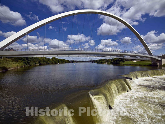 Photo - Falls Below The Iowa Women of Achievement Bridge, a Pedestrians-only Bridge Over The Des Moines River in The State of Iowa's Capital City of Des Moines