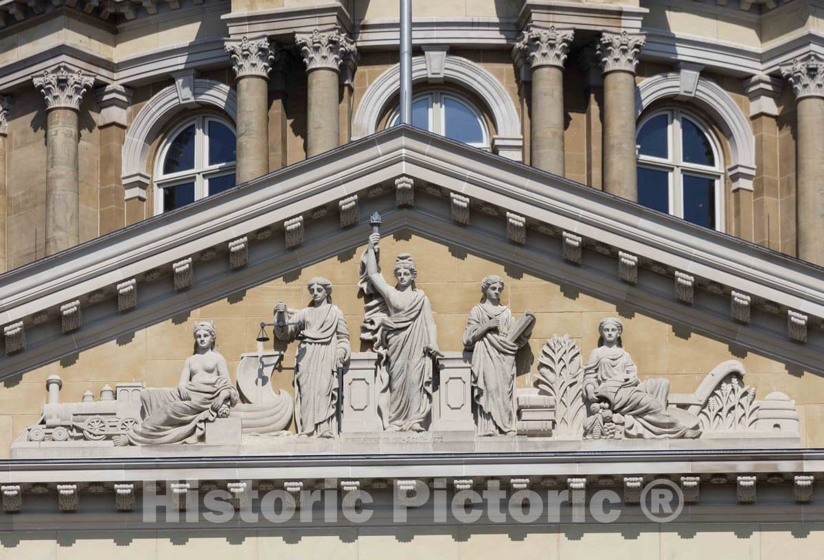 Photo - The Pediment of The Iowa State Capitol in Des Moines Includes an Ornate allegorical Sculpture- Fine Art Photo Reporduction