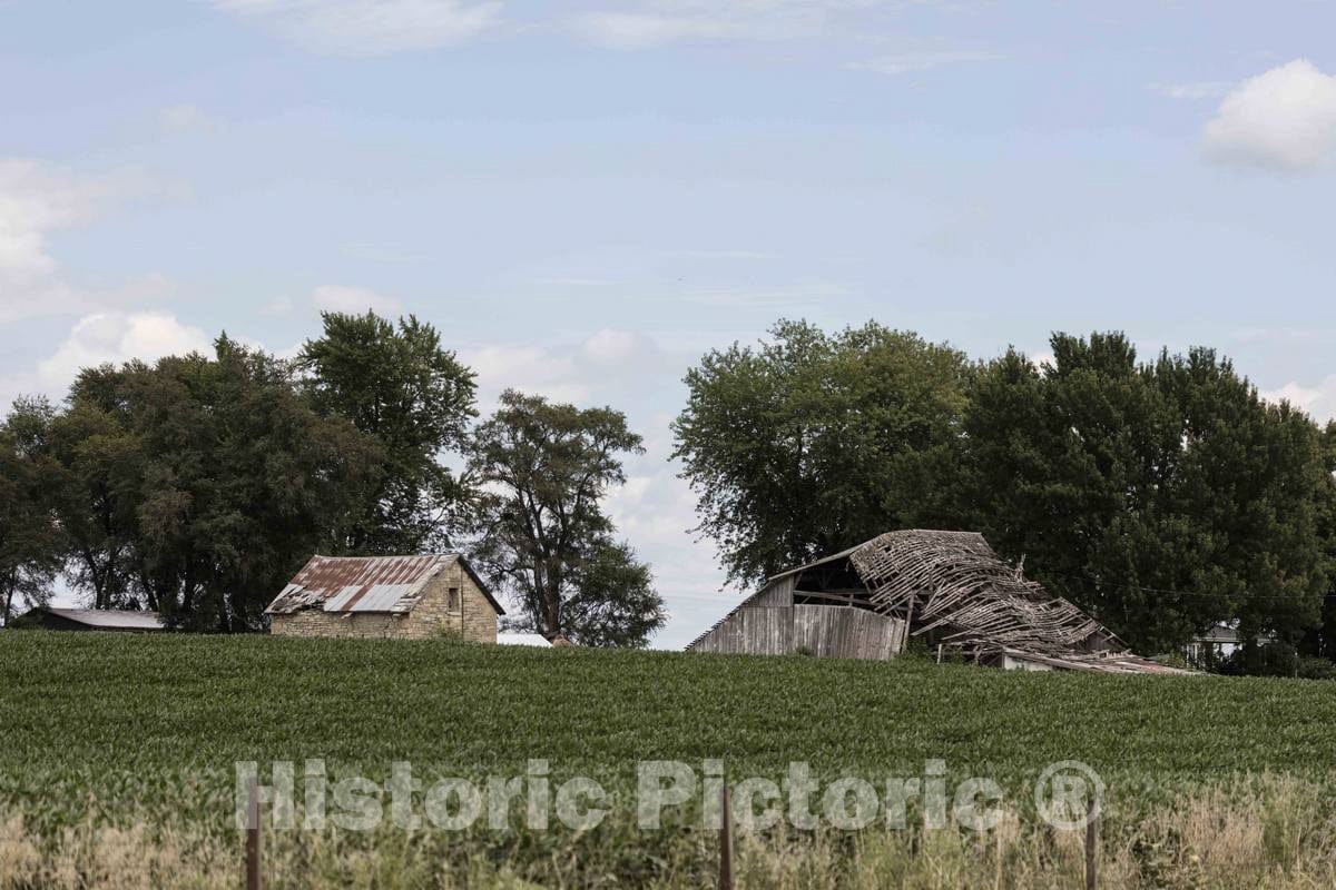 Photo - Barns, Including one Whose Useful Days are Gone Forever, in Madison County, Iowa- Fine Art Photo Reporduction