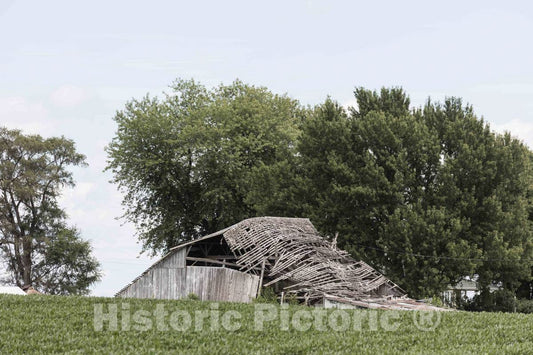 Photo - Collapsed barn in Madison County, Iowa- Fine Art Photo Reporduction