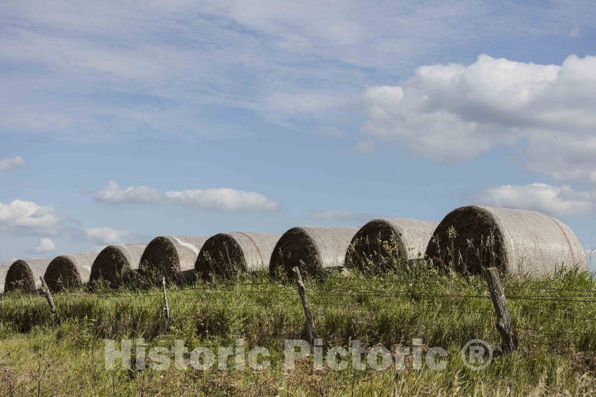 Photo- A Highly Organized Procession of hay Rolls in Madison County, Iowa 1 Fine Art Photo Reproduction