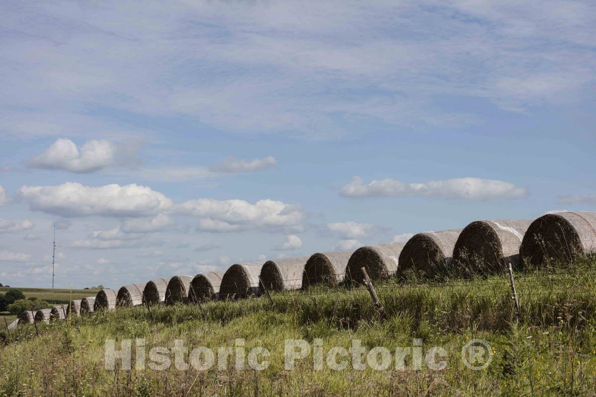 Photo- A Highly Organized Procession of hay Rolls in Madison County, Iowa 2 Fine Art Photo Reproduction