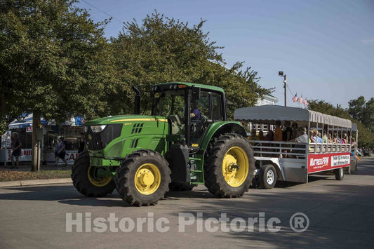 Photo - A tractor pulls a tourist tram at the annual Iowa State Fair in the capital city of Des Moines- Fine Art Photo Reporduction