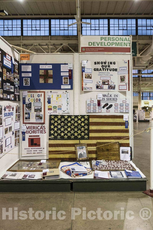Photo- A young Iowan's prize-winning arts-and-crafts display inside the 4-H pavilion at the annual Iowa State Fair in the capital city of Des Moines 1 Fine Art Photo Reproduction