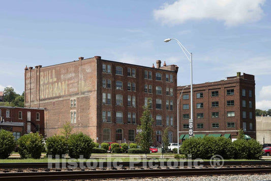 Photo - Mill Buildings, Including one Sporting an Old Bull Durham Chewing-Tobacco Advertisement, in The Mississippi River City of Dubuque, Iowa- Fine Art Photo Reporduction
