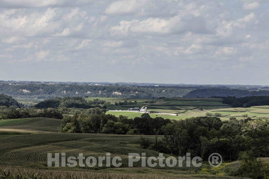 Photo- View from the bluffs of Sherrill, Iowa, of the rich agricultural valley, near the Mississippi River, far below 3 Fine Art Photo Reproduction