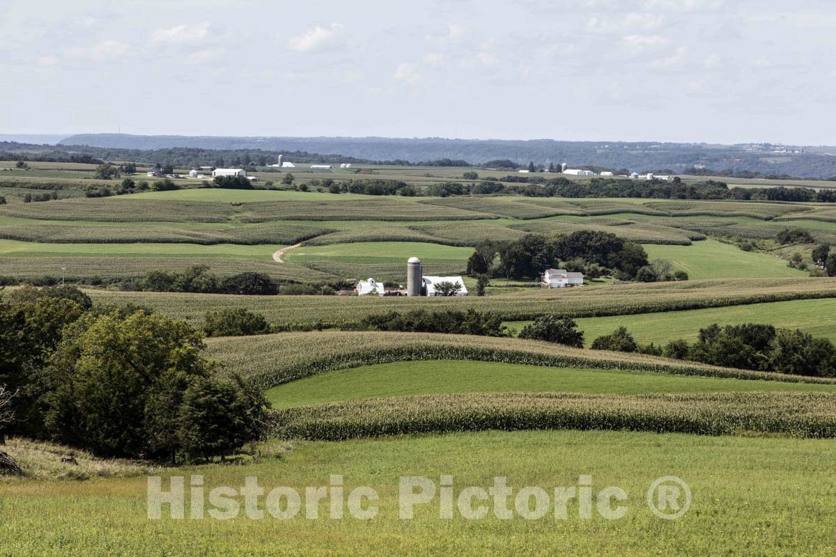 Photo- View from the bluffs of Sherrill, Iowa, of the rich agricultural valley, near the Mississippi River, far below 4 Fine Art Photo Reproduction
